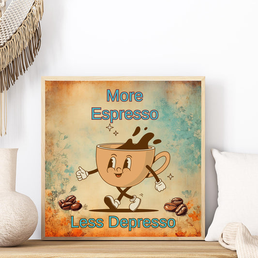 Coffee Art - Retro Wall Art Tile for Espresso Lovers - Trendy Kitchen Decor - Unique Gift for Coffee Enthusiasts - Ceramic Art Tile - Trivet