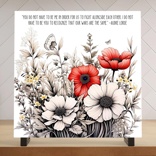 Wildflower Quote Art Ceramic Tile | Define and Empower Audre Lorde Quote | Motivational  Wall Decor | Activist | Social Justice