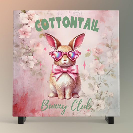 Easter Bunny Art Ceramic Tile | Rabbit Art | Ceramic Wall Tile | Spring Decor | Cottontail Bunny Club | Trivet Spoon Rest Available