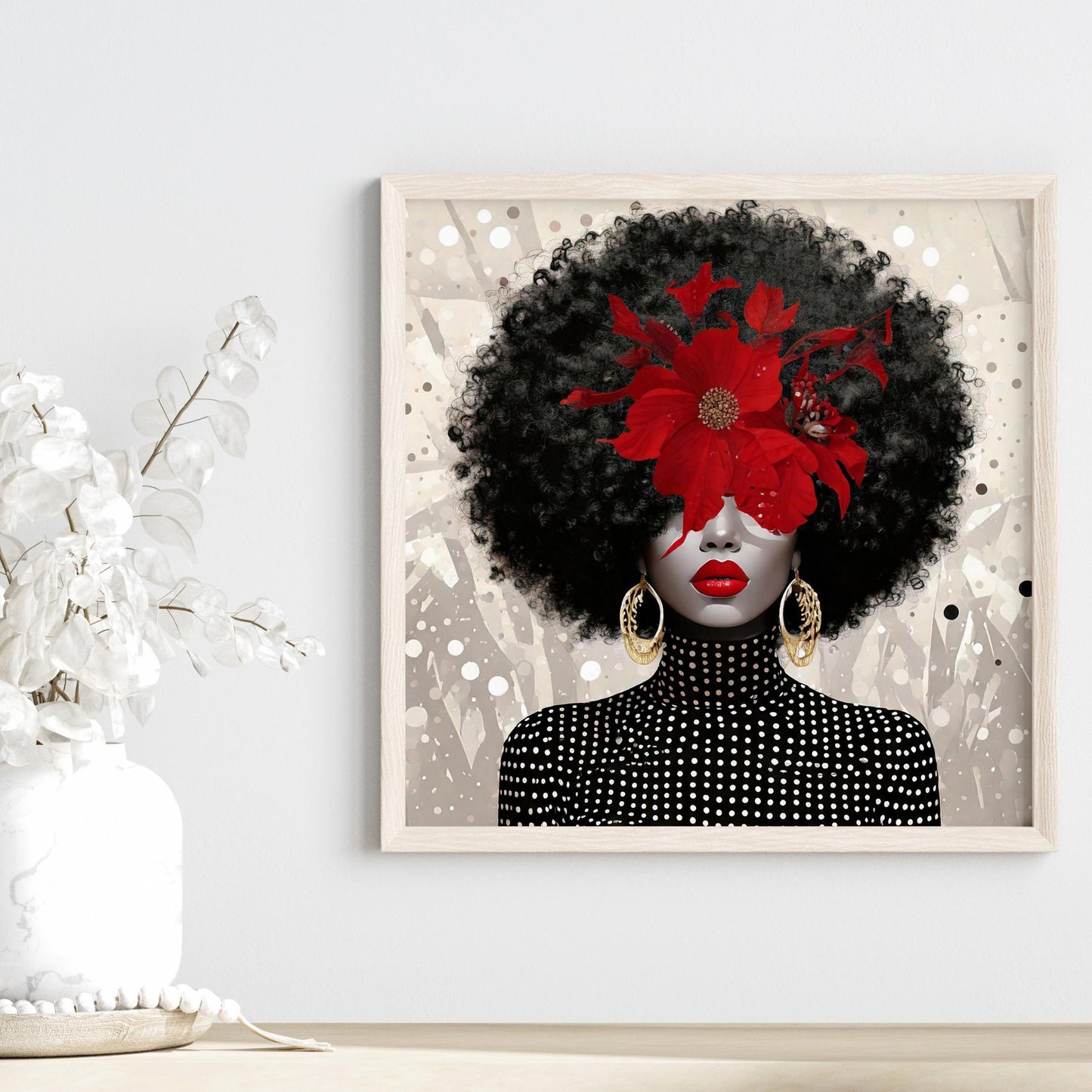 Black Woman Art Ceramic Tile, Trendy Wall Art Black Girl Art, Black Woman Wall Art, African American Woman Art, Flower Art