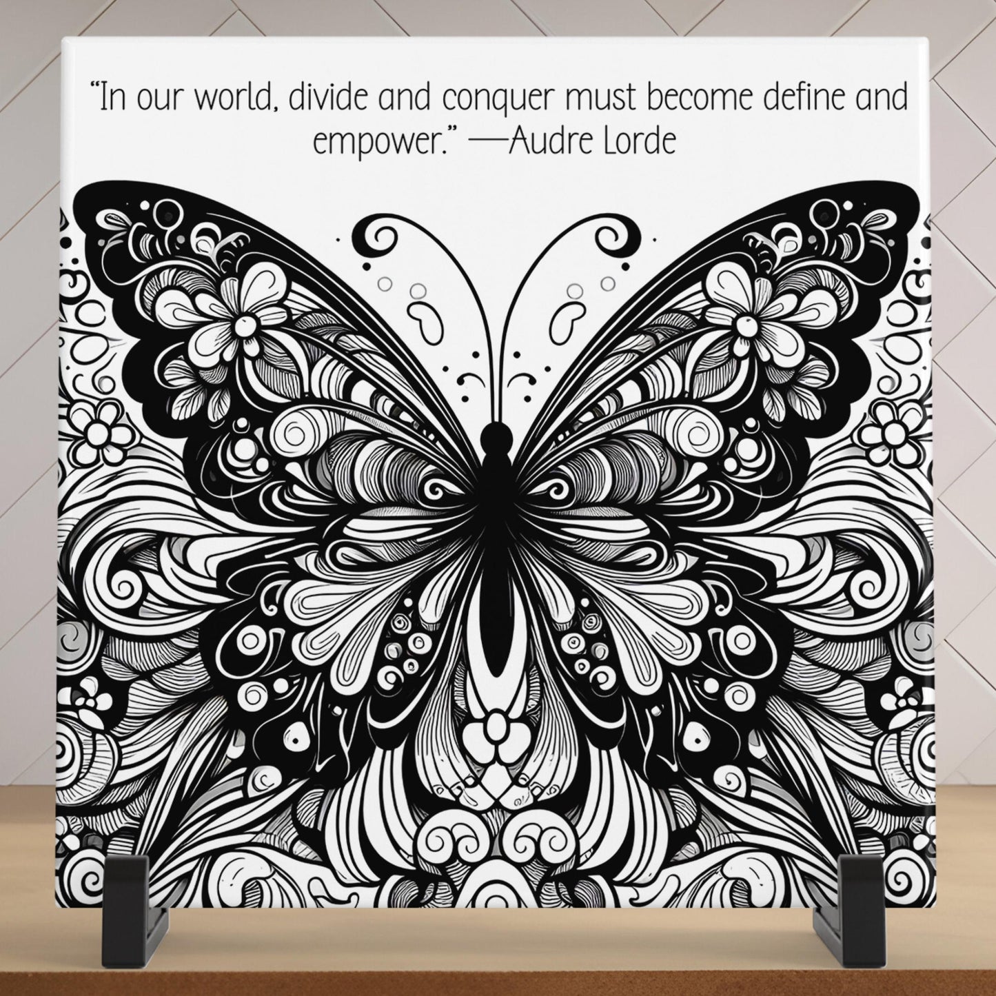 Inspirational Art | Define and Empower Audre Lorde Quote | Motivational  Wall Decor | Activist | Social Justice | Butterfly Ceramic Tile Art