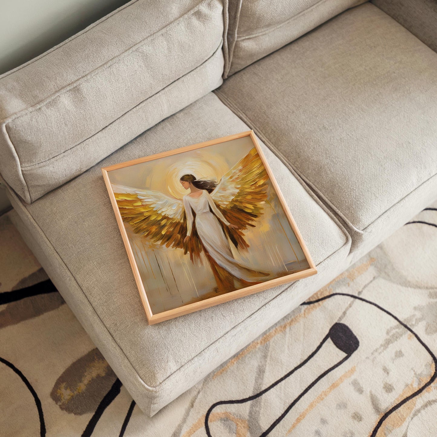Religious Angel Ceramic Tile Art | Christian Decor Wall Art | Guardian Angel for Spiritual Being | Angel of Love and Peace
