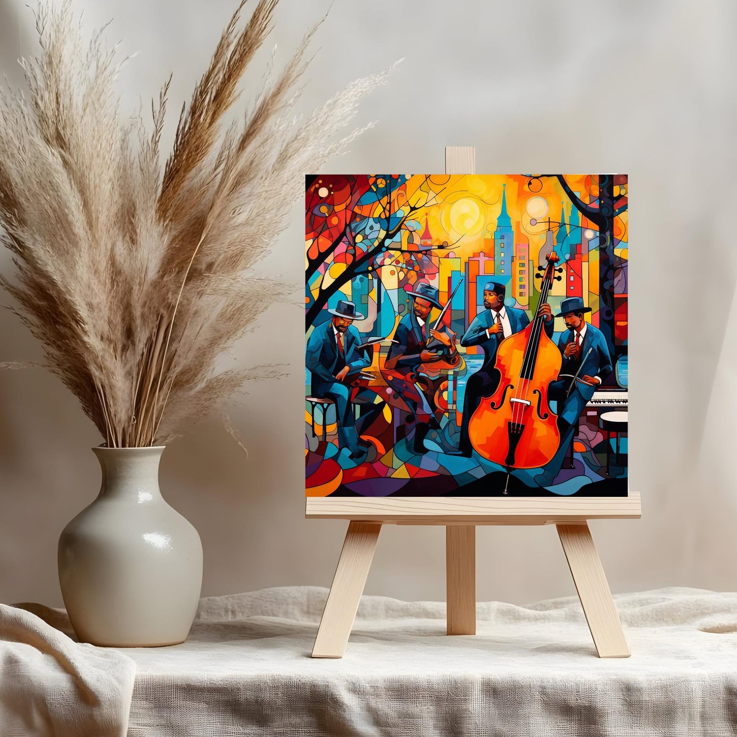 Abstract Jazz Band Ceramic Tile, Musician Prints, African Wall Art Prints, Abstract Modern Wall Art Prints, Jazz Prints, Abstract Jazz Band