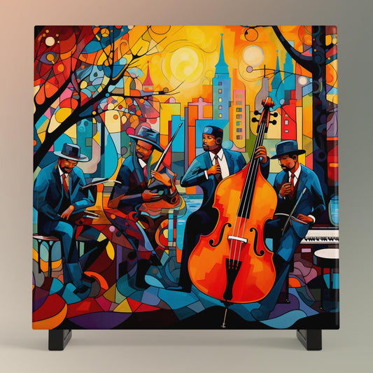 Abstract Jazz Band Ceramic Tile, Musician Prints, African Wall Art Prints, Abstract Modern Wall Art Prints, Jazz Prints, Abstract Jazz Band