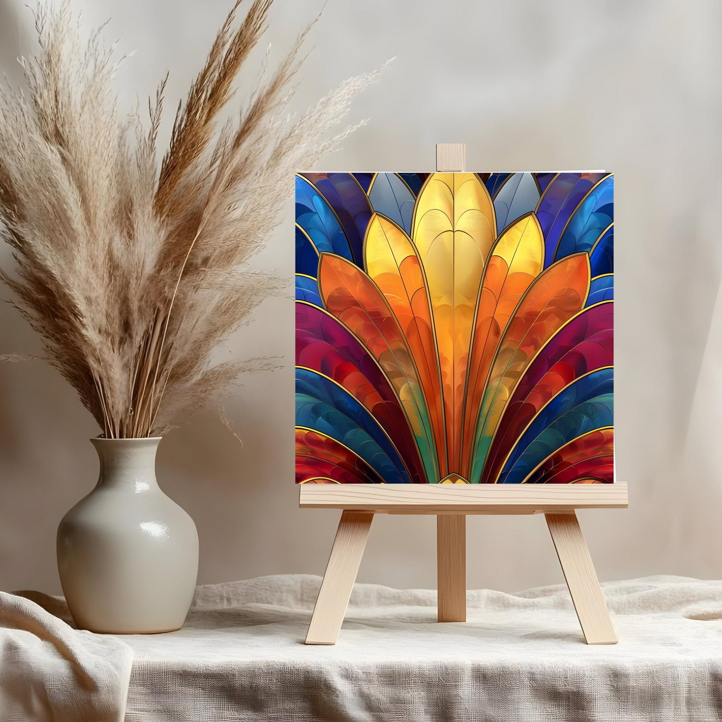 Art Nouveau Rainbow Ceramic Art Tile, Decorative Tile, Art Deco Style Home Decor, Vibrant Decorative Tile