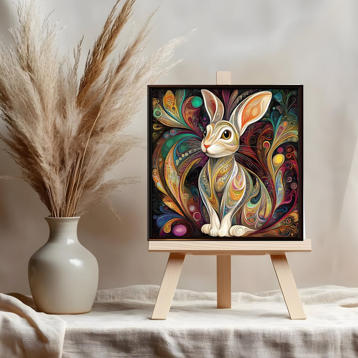 Art Nouveau Rabbit Ceramic Tile, William Morris Inspired Decor, Classic Rabbit Art, Art Deco Woodland Rabbit, Nature Wall Decor