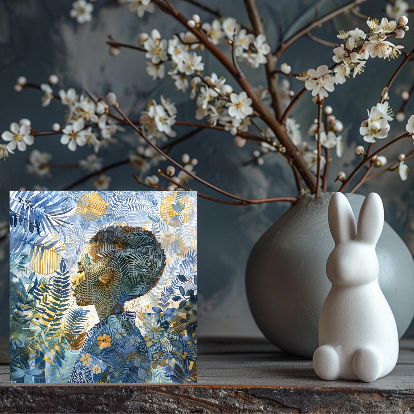 Black Woman in Africa Ceramic Tile, African Art, Trendy Wall Art, Black Girl Art, Wall Art, African American Woman Art, Flower Art