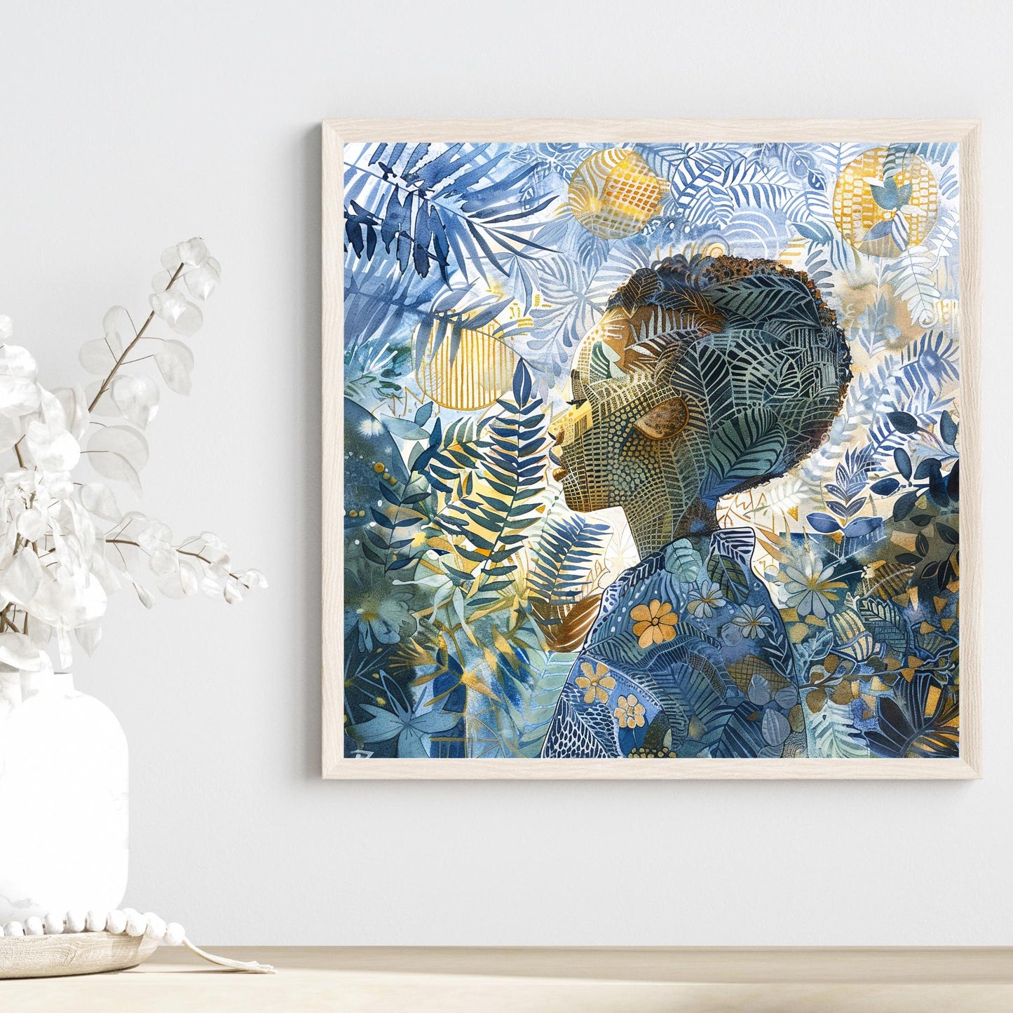Black Woman in Africa Ceramic Tile, African Art, Trendy Wall Art, Black Girl Art, Wall Art, African American Woman Art, Flower Art