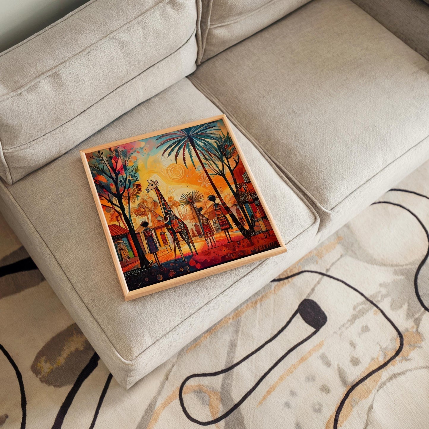 African Art Print Ceramic Tile - Stunning Minimalist African Print  - Decorative Wall Hanging - Black Art - Home Decor