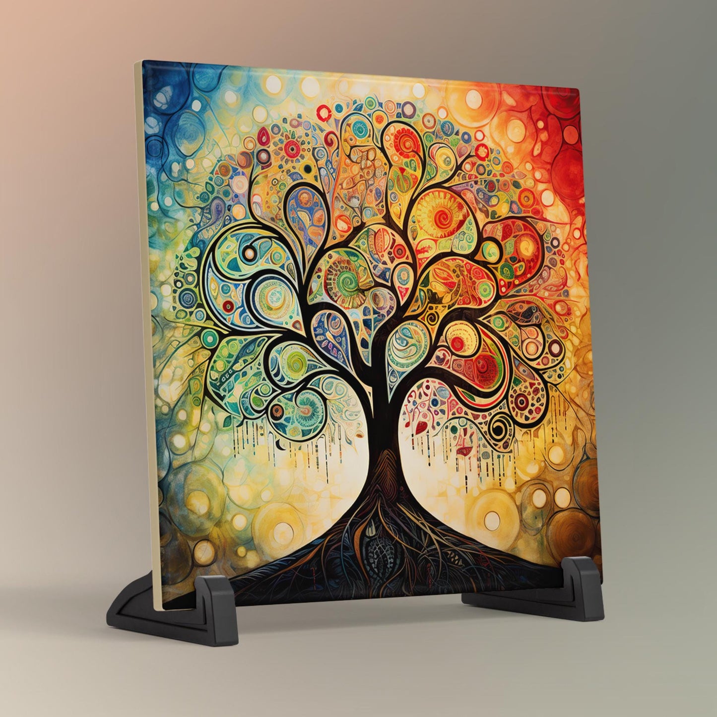 Tree of Life Ceramic Tile, Art Deco Home Decor, Stunning Wall Accent for Nature Lovers, Unique Gift for Housewarming