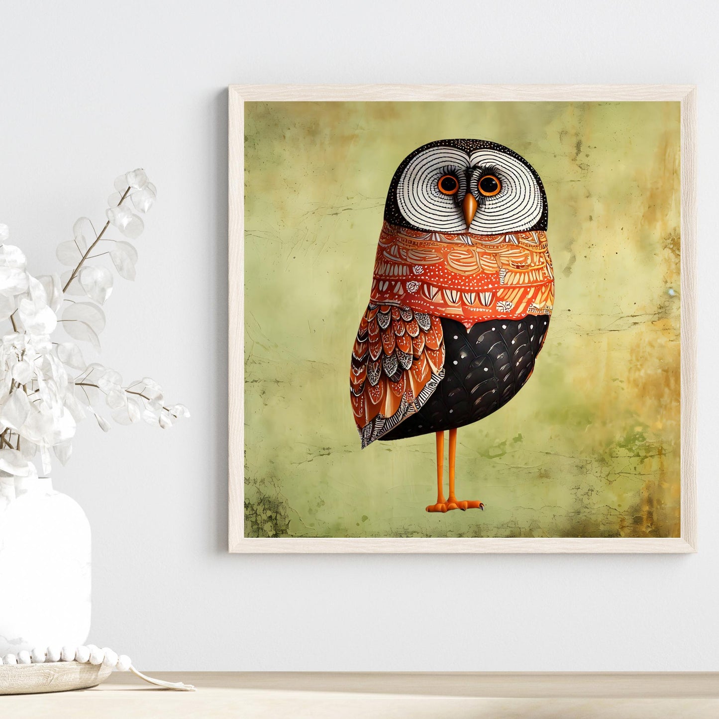 Owl Art Ceramic Tile | Bird Art | Boho Artwork | Nature Inspired Wall Hanging | Whimsical Home Decor | Gift For Her | Forest Animals Gift
