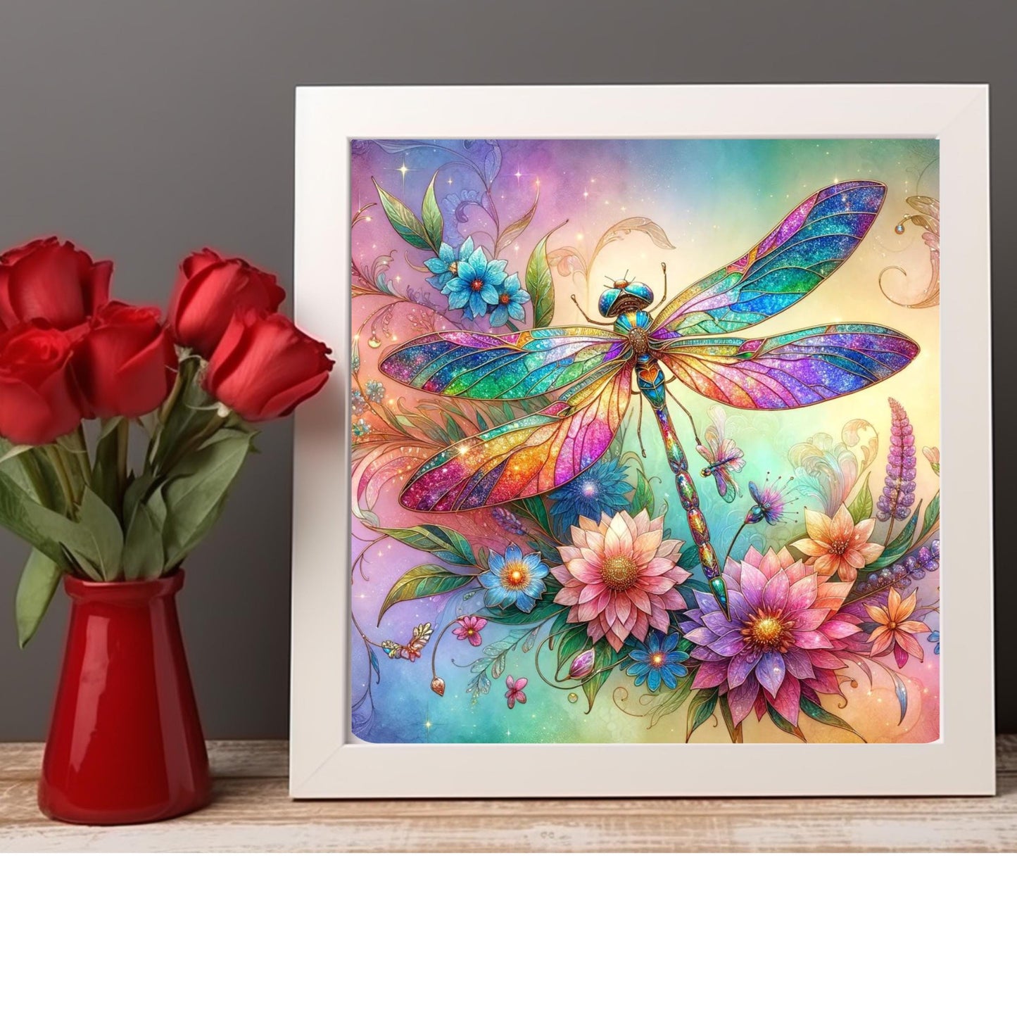 Art Nouveau Dragonfly Ceramic Tile - Stunning Art Deco Ceramic Tile for Decorative Wall Use, Unique Home Decor Gift for Nature Lovers.