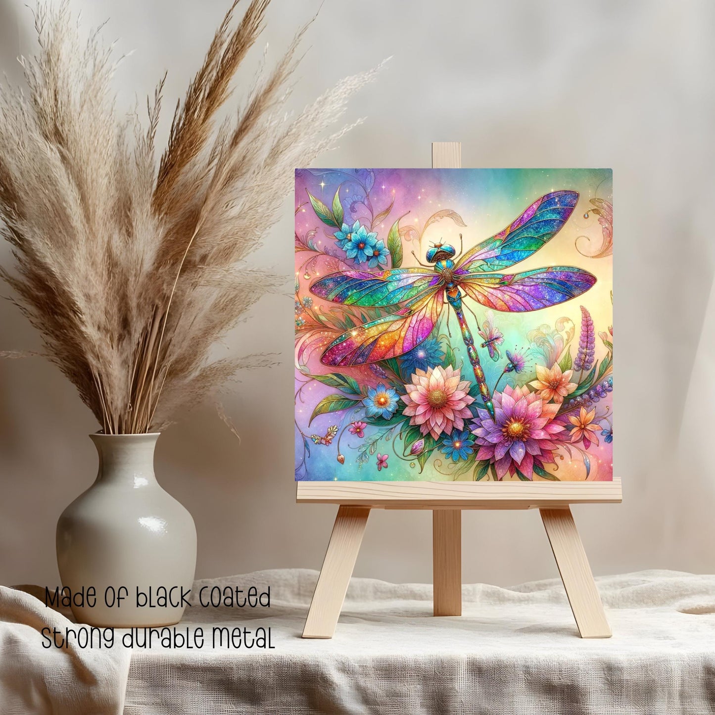 Art Nouveau Dragonfly Ceramic Tile - Stunning Art Deco Ceramic Tile for Decorative Wall Use, Unique Home Decor Gift for Nature Lovers.