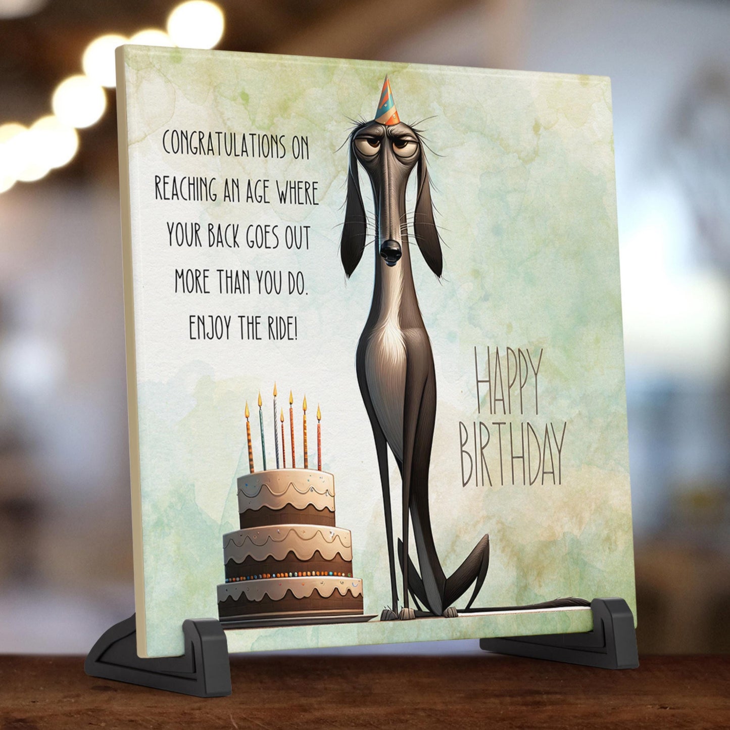 Funny Birthday Ceramic Tile | Sarcastic Animal Birthday Greeting | Friend Birthday Gift | Personalized Gift | Birthday Gift | Quirky Dog