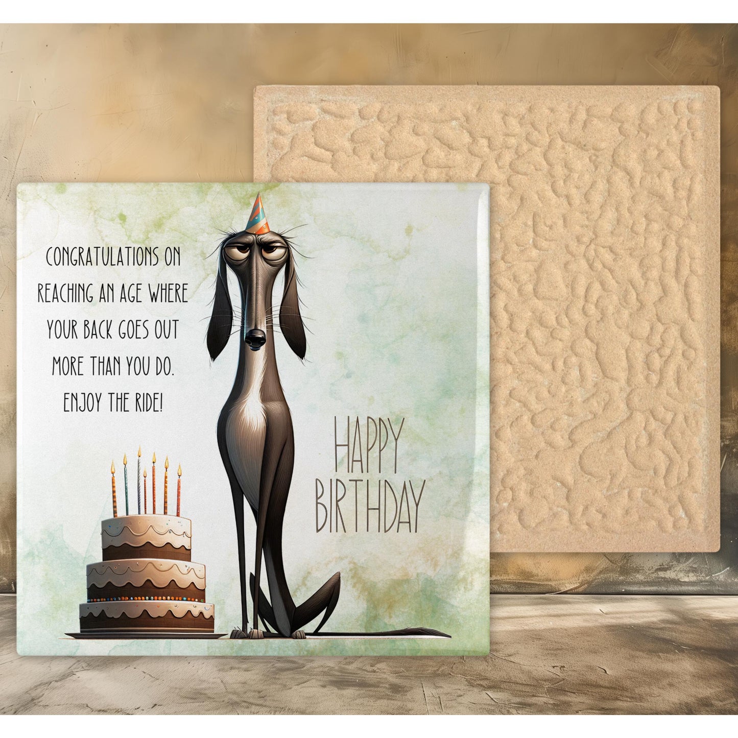 Funny Birthday Ceramic Tile | Sarcastic Animal Birthday Greeting | Friend Birthday Gift | Personalized Gift | Birthday Gift | Quirky Dog
