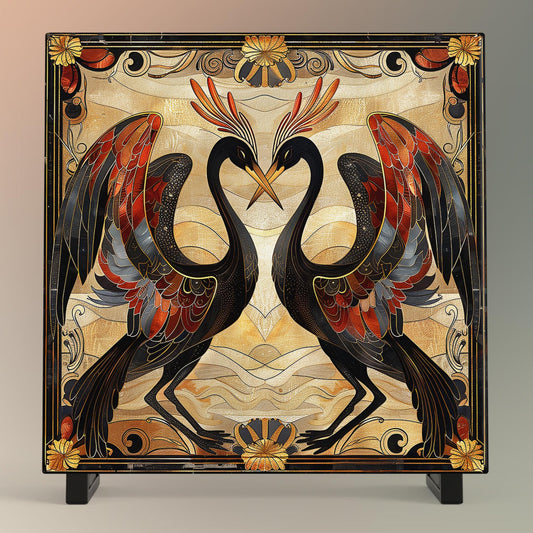 Art Nouveau Birds Ceramic Tile, Vibrant Art Deco Style Decor, Home Decor, Ideal for Wall Art or Gift for Bird Lovers