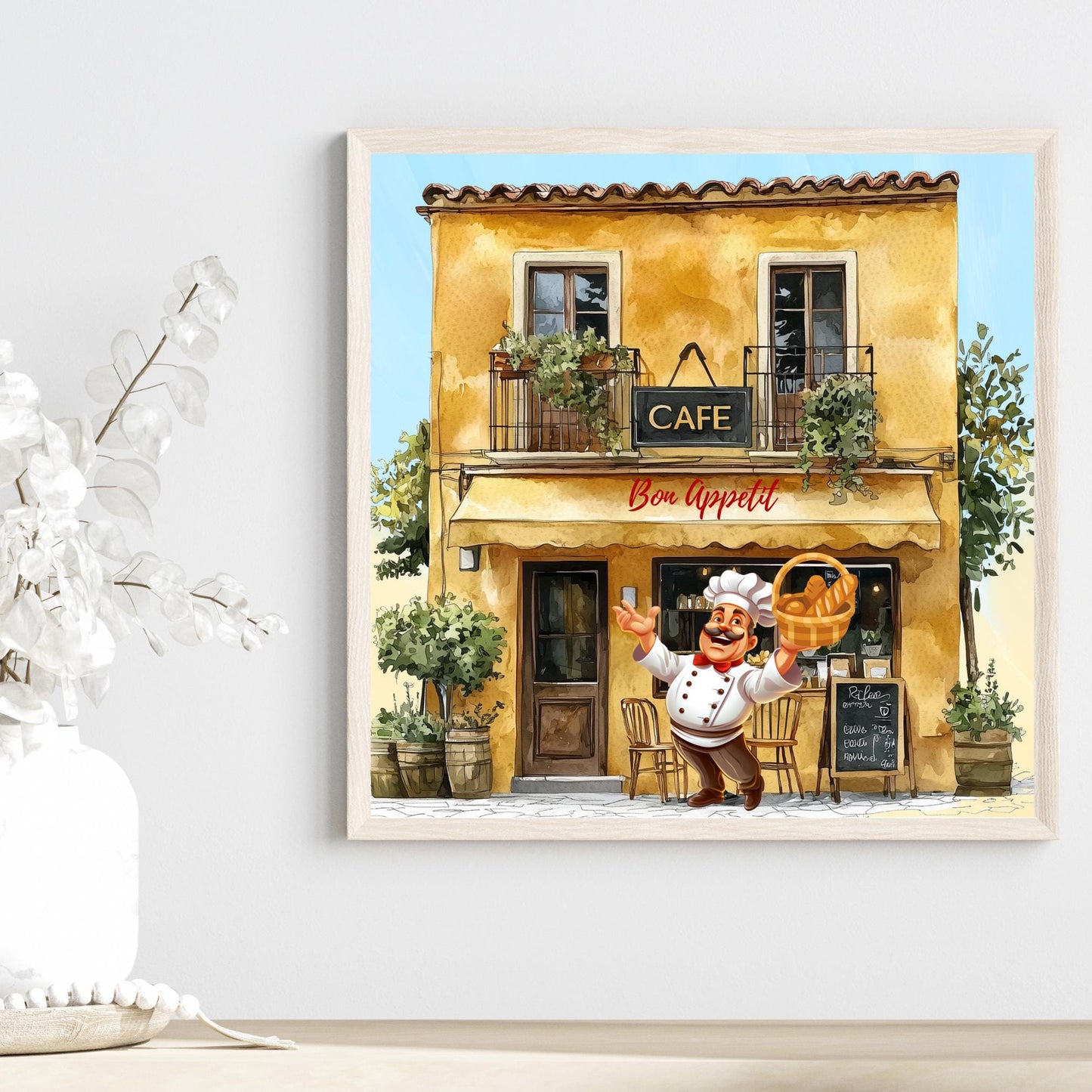 Bon Appetite Cafe Art Tile, Stylish Outdoor Cafe Decor, Unique Kitchen Gift for Food Lovers and Chefs