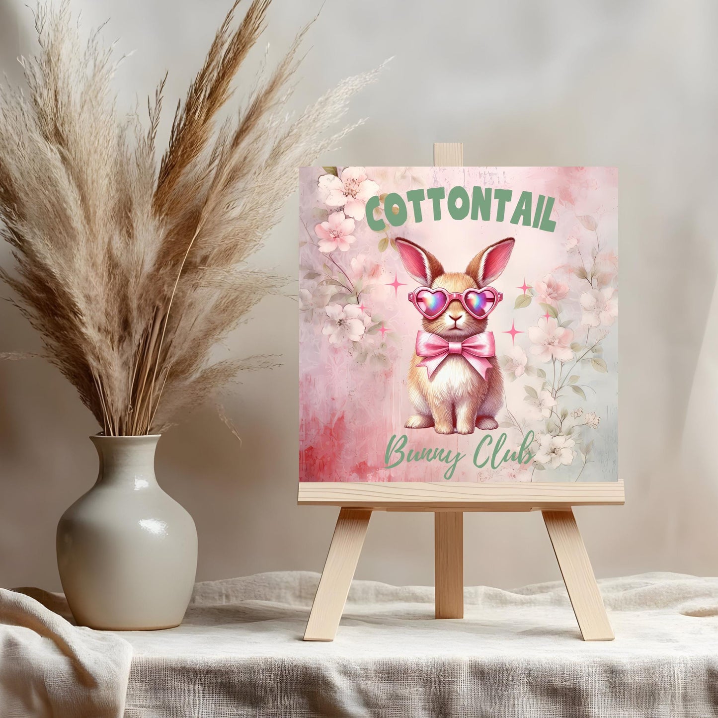 Easter Bunny Art Ceramic Tile | Rabbit Art | Ceramic Wall Tile | Spring Decor | Cottontail Bunny Club | Trivet Spoon Rest Available