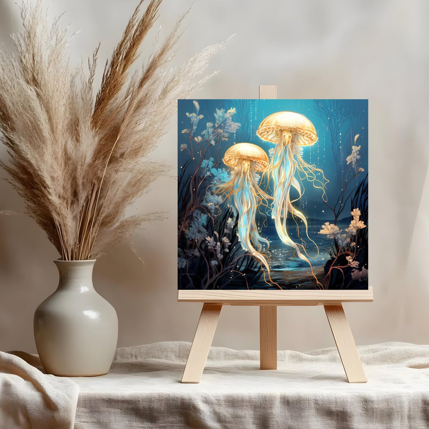 Beautiful Jellyfish Art Tile - Whimsical Sea Life Wall Decor for Any Room - Great Gift for Nature Lovers - 2 Styles