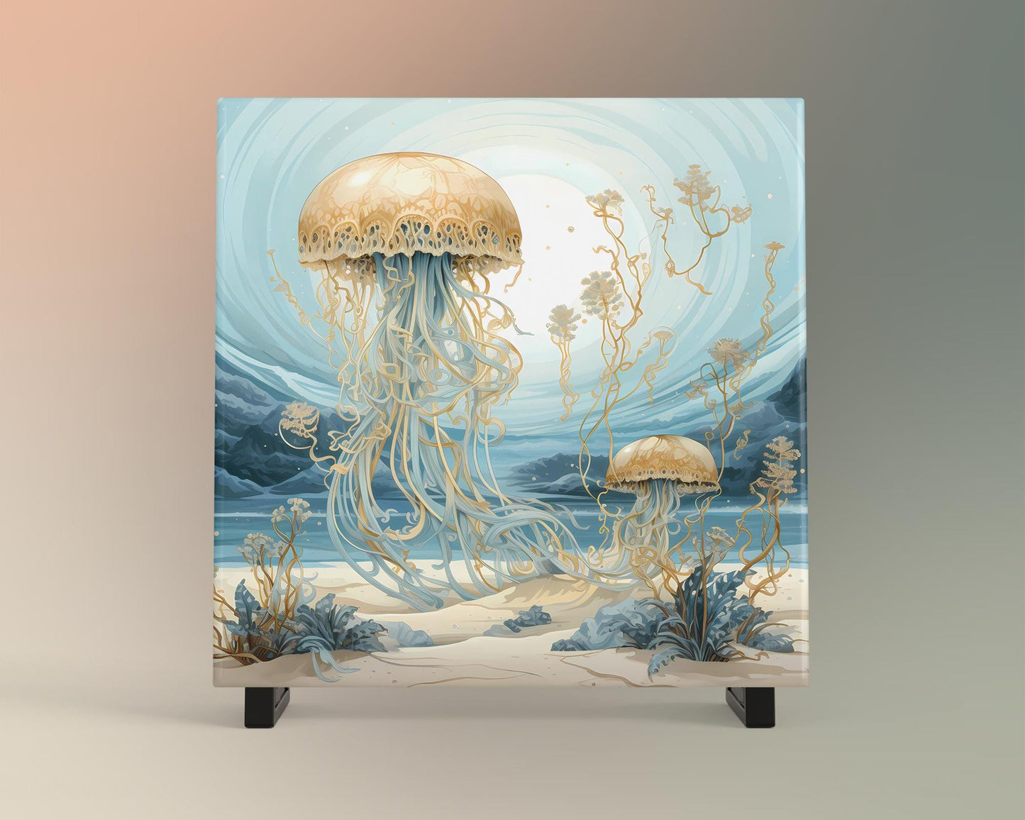 Beautiful Jellyfish Art Tile - Whimsical Sea Life Wall Decor for Any Room - Great Gift for Nature Lovers - 2 Styles
