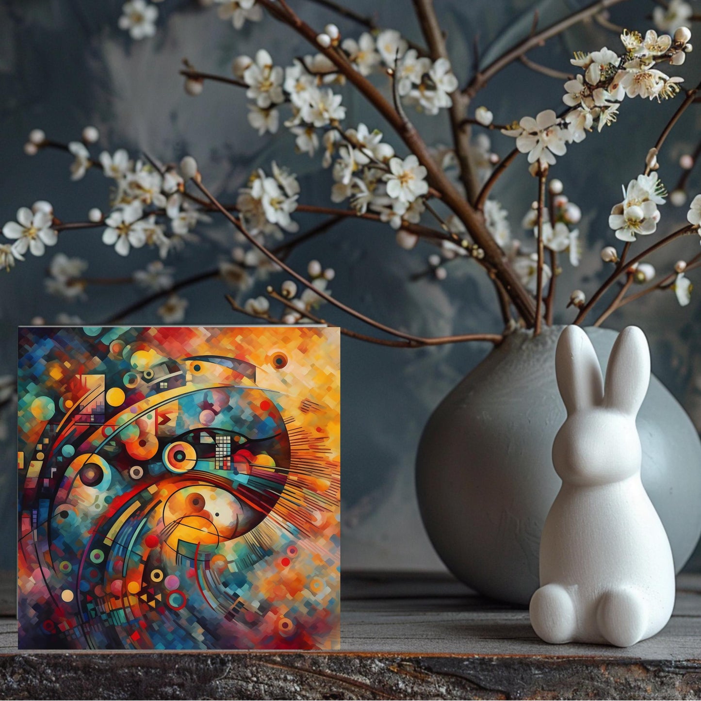 Modern Art Ceramic Tile, Abstract Wall Hanging Art for Unique Home Decor, Perfect Gift for Art Lovers