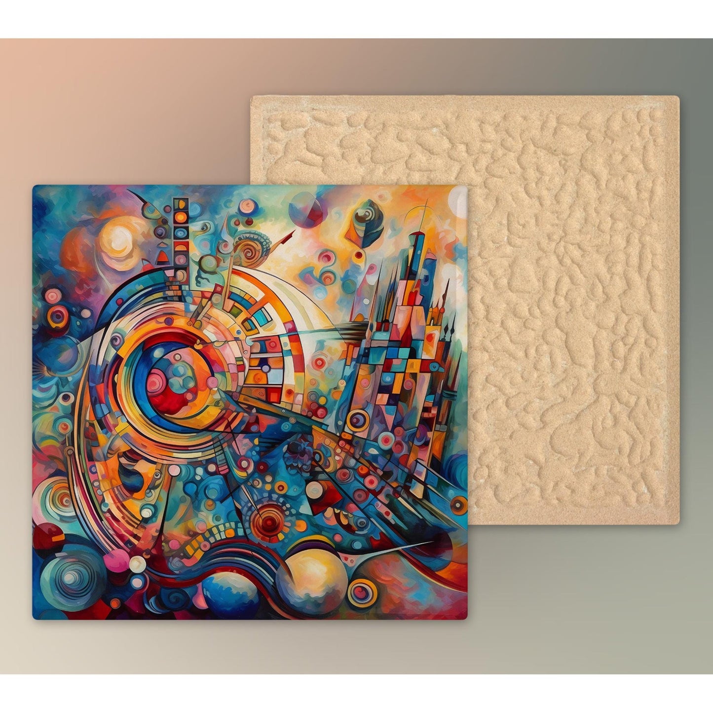 Abstract Art Ceramic Tile, Contemporary Wall Hanging for Unique Home Decor, Perfect Gift for Art Enthusiasts