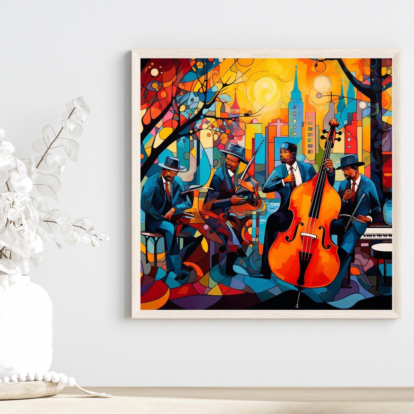 Abstract Jazz Band Ceramic Tile, Musician Prints, African Wall Art Prints, Abstract Modern Wall Art Prints, Jazz Prints, Abstract Jazz Band