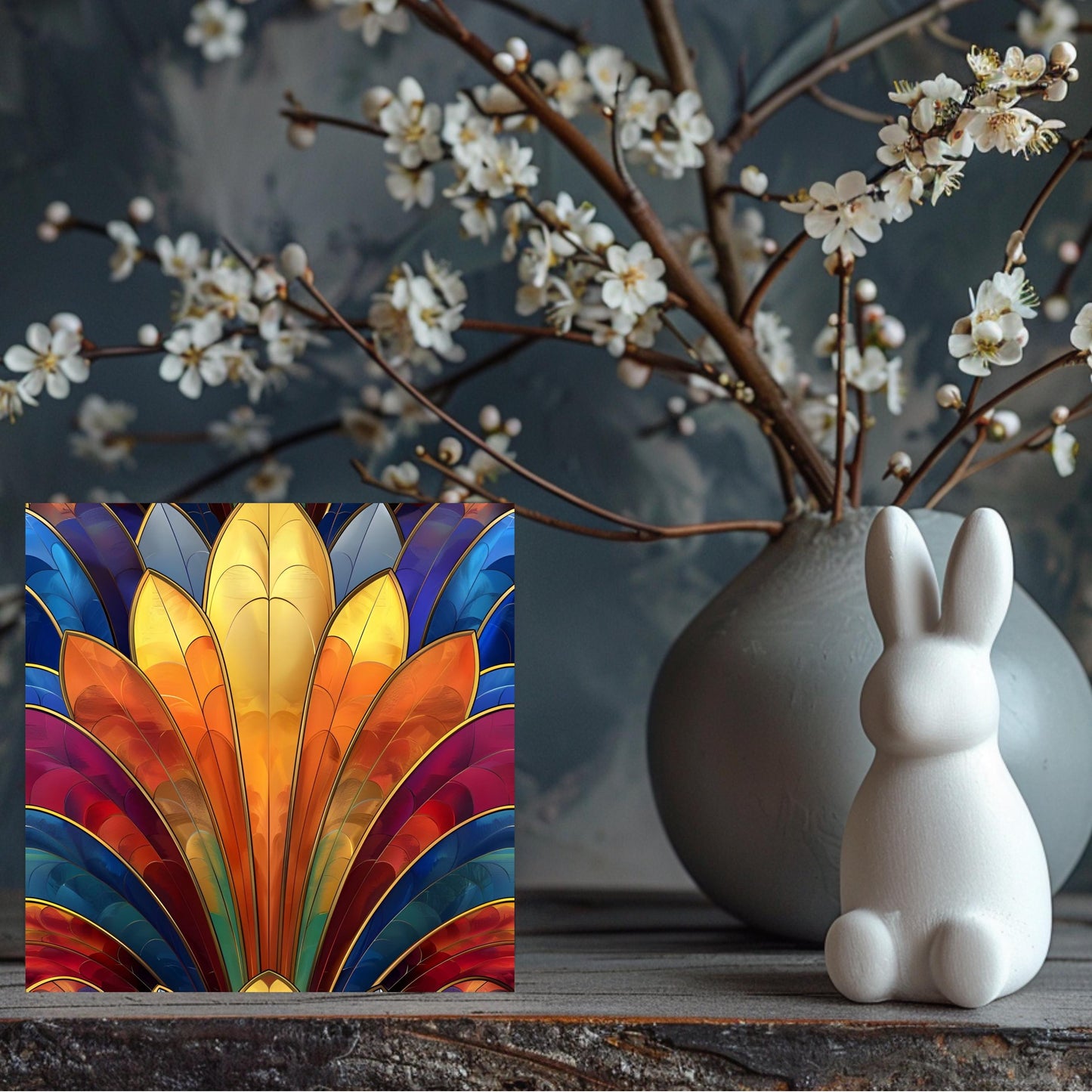Art Nouveau Rainbow Ceramic Art Tile, Decorative Tile, Art Deco Style Home Decor, Vibrant Decorative Tile