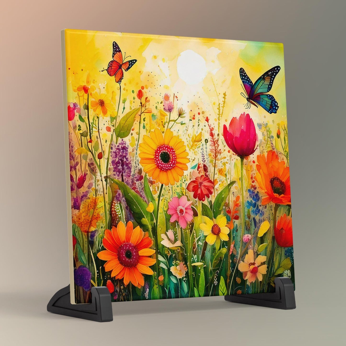 Wildflowers Botanical Ceramic Art Tile | Wall Decor | Spring Home Decor | Floral Art | Whimsical Flowers | Wall Tile | Gift for Mom