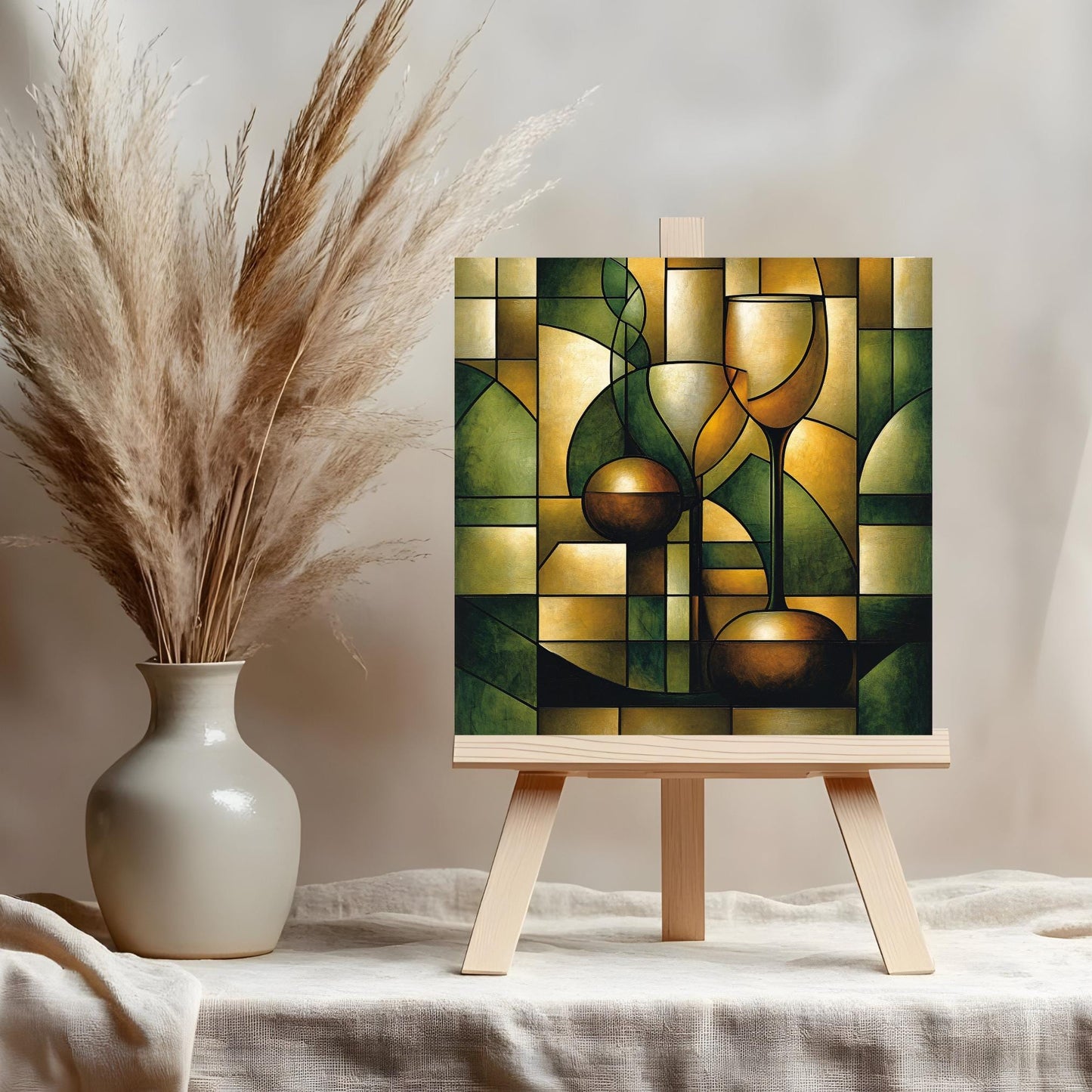 Abstract Wine Glass Ceramic Tile Art | Unique Decorative Tile for Home Bar | Stylish Housewarming Gift for Wine Lovers | Kitchen Decor