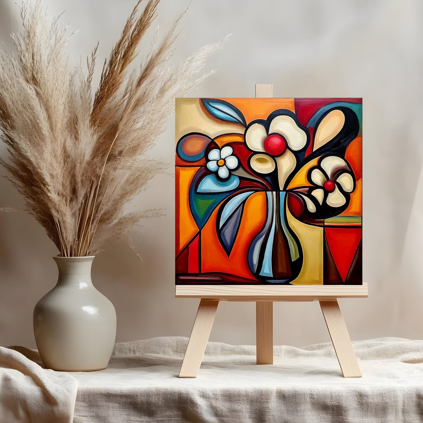Ceramic Tile Art- Picasso Inspired Art -  Vibrant Abstract Wall Decor - Home Decor Accent Piece - Ideal Gift for Housewarming or Art Lover