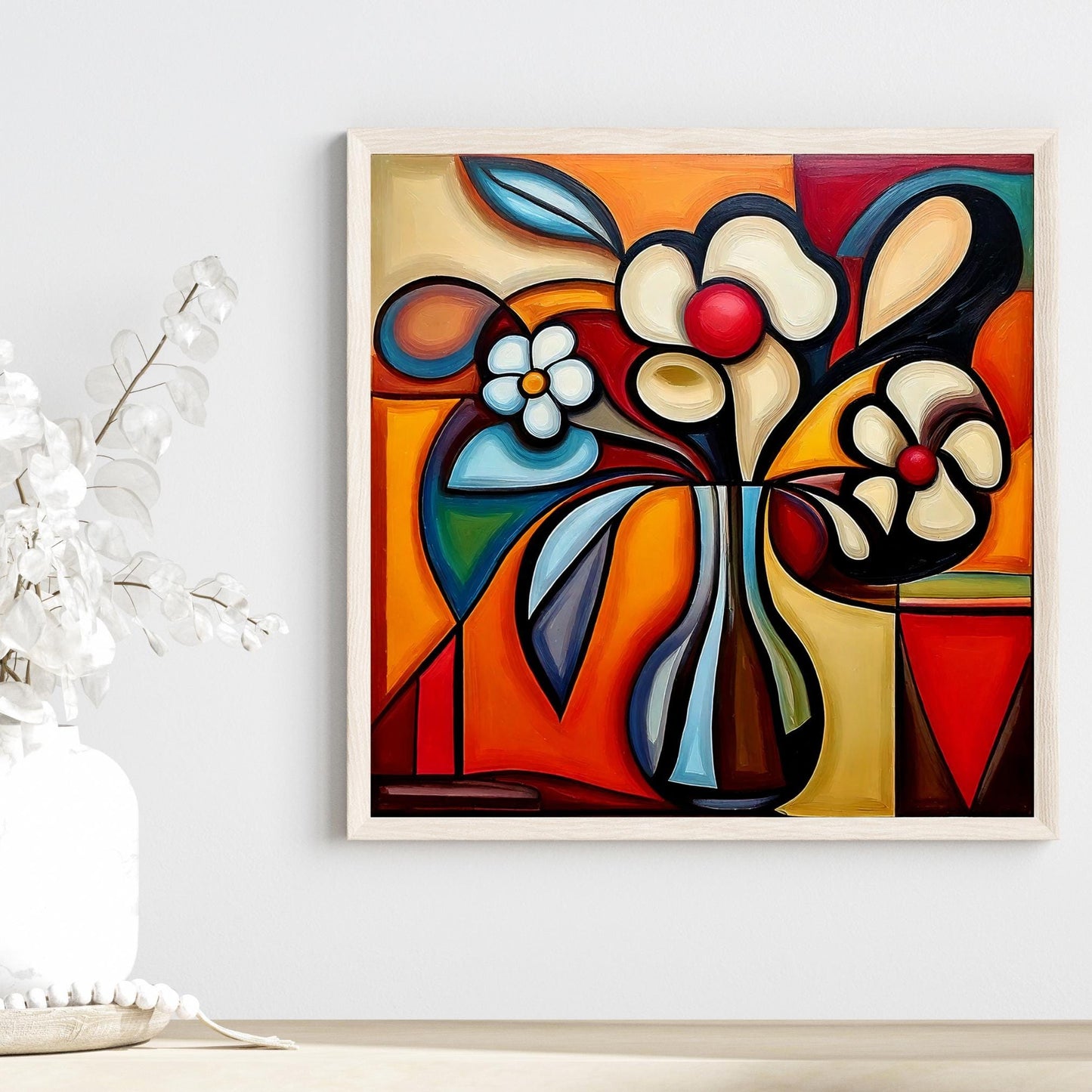 Ceramic Tile Art- Picasso Inspired Art -  Vibrant Abstract Wall Decor - Home Decor Accent Piece - Ideal Gift for Housewarming or Art Lover