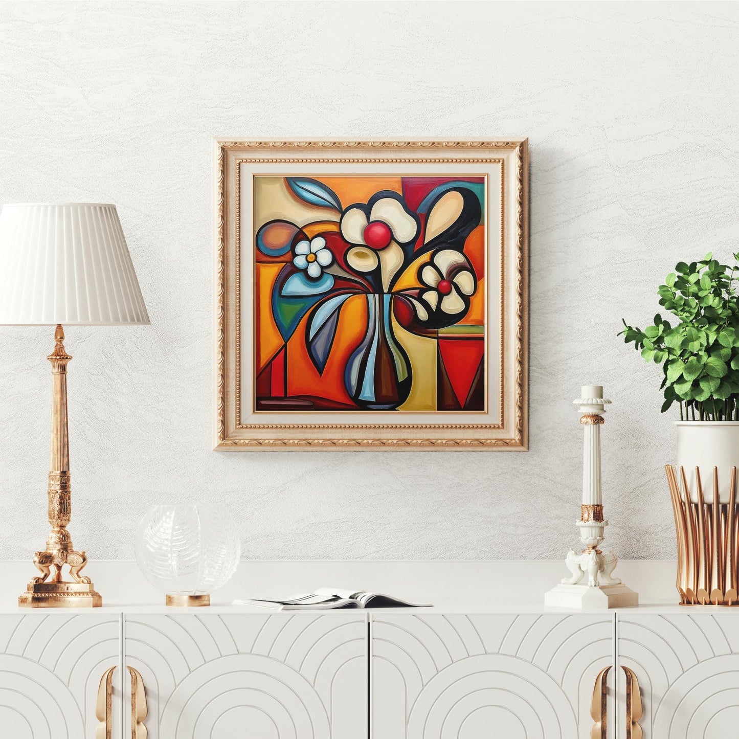 Ceramic Tile Art- Picasso Inspired Art -  Vibrant Abstract Wall Decor - Home Decor Accent Piece - Ideal Gift for Housewarming or Art Lover