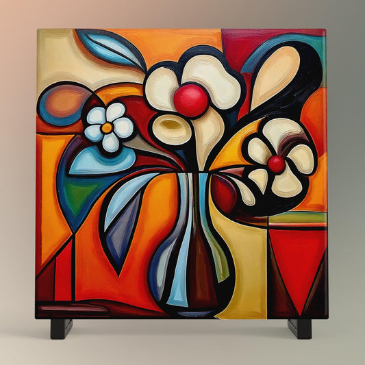 Ceramic Tile Art- Picasso Inspired Art -  Vibrant Abstract Wall Decor - Home Decor Accent Piece - Ideal Gift for Housewarming or Art Lover