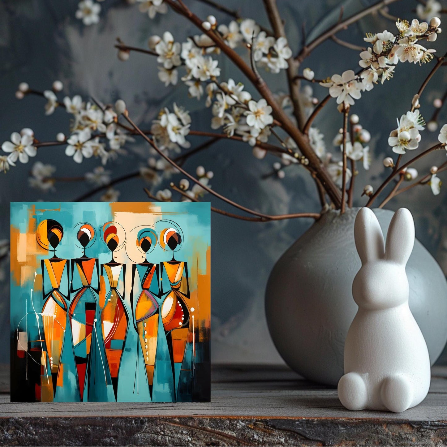 Abstract African Print  - Ceramic Art Tile - Stunning Minimalist African Print  - Decorative Wall Hanging - Black Art - Home Decor
