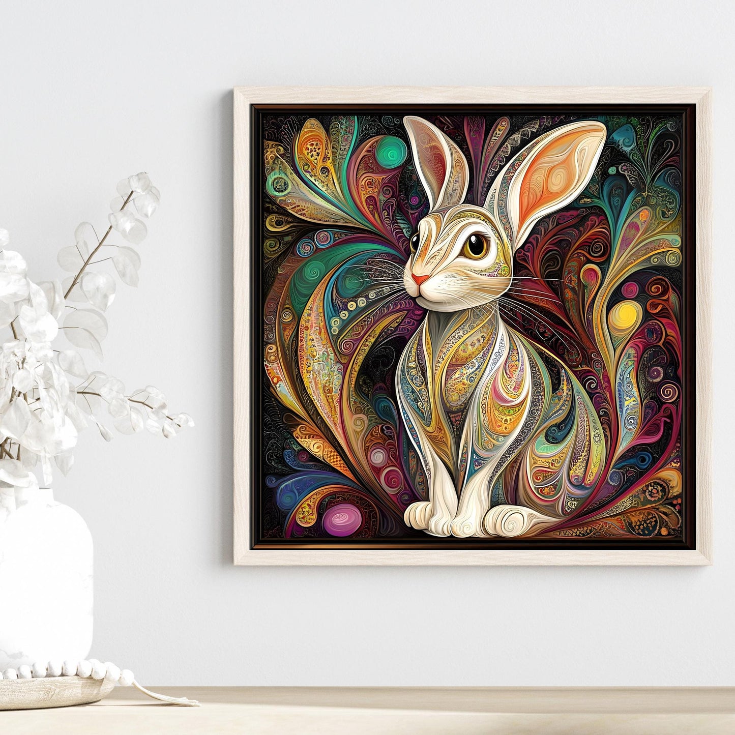 Art Nouveau Rabbit Ceramic Tile, William Morris Inspired Decor, Classic Rabbit Art, Art Deco Woodland Rabbit, Nature Wall Decor