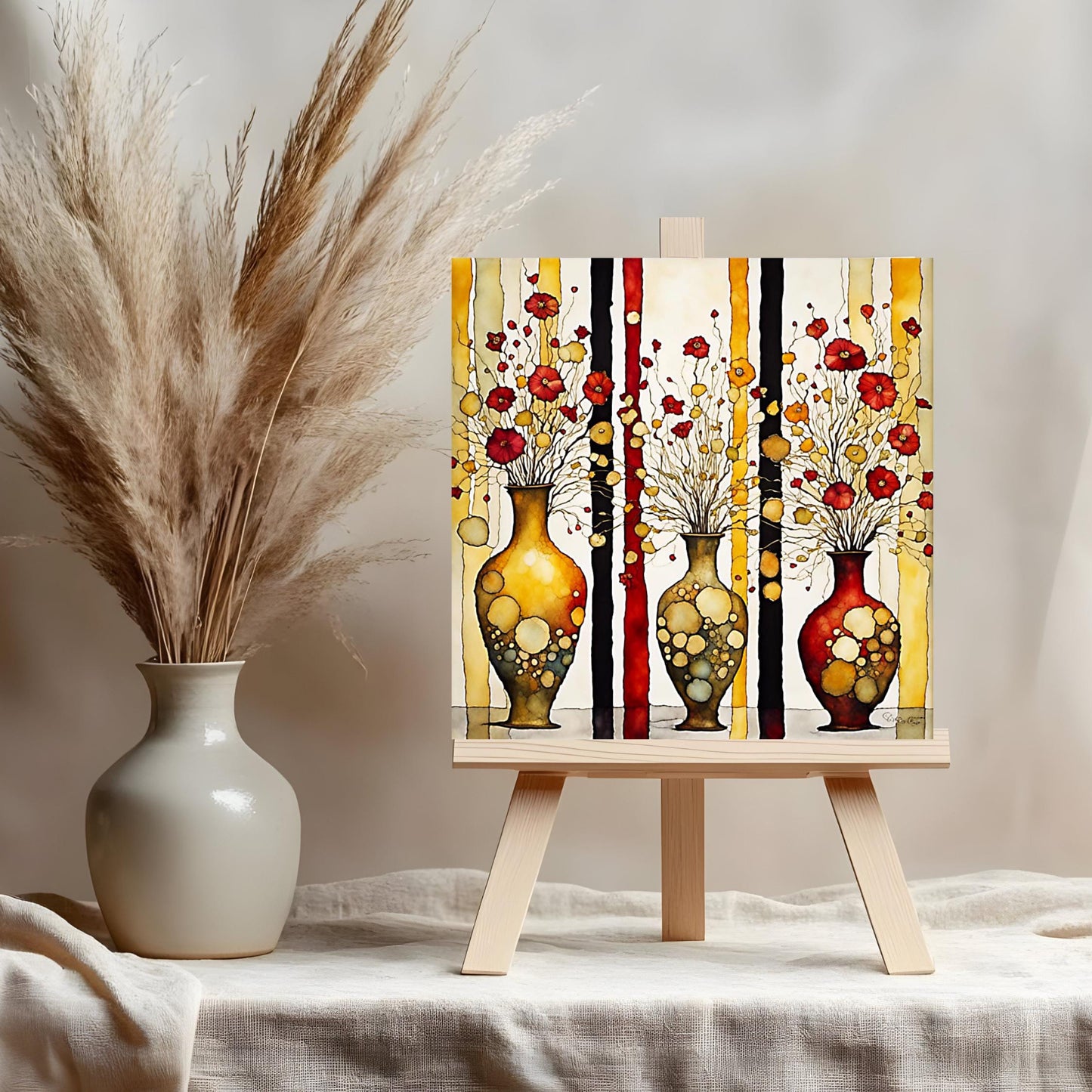 Ceramic Art Tile - Klimt Inspired Art -  Vibrant Abstract Wall Decor, Home Decor Accent Piece - Ideal Gift for Housewarming or Art Lover