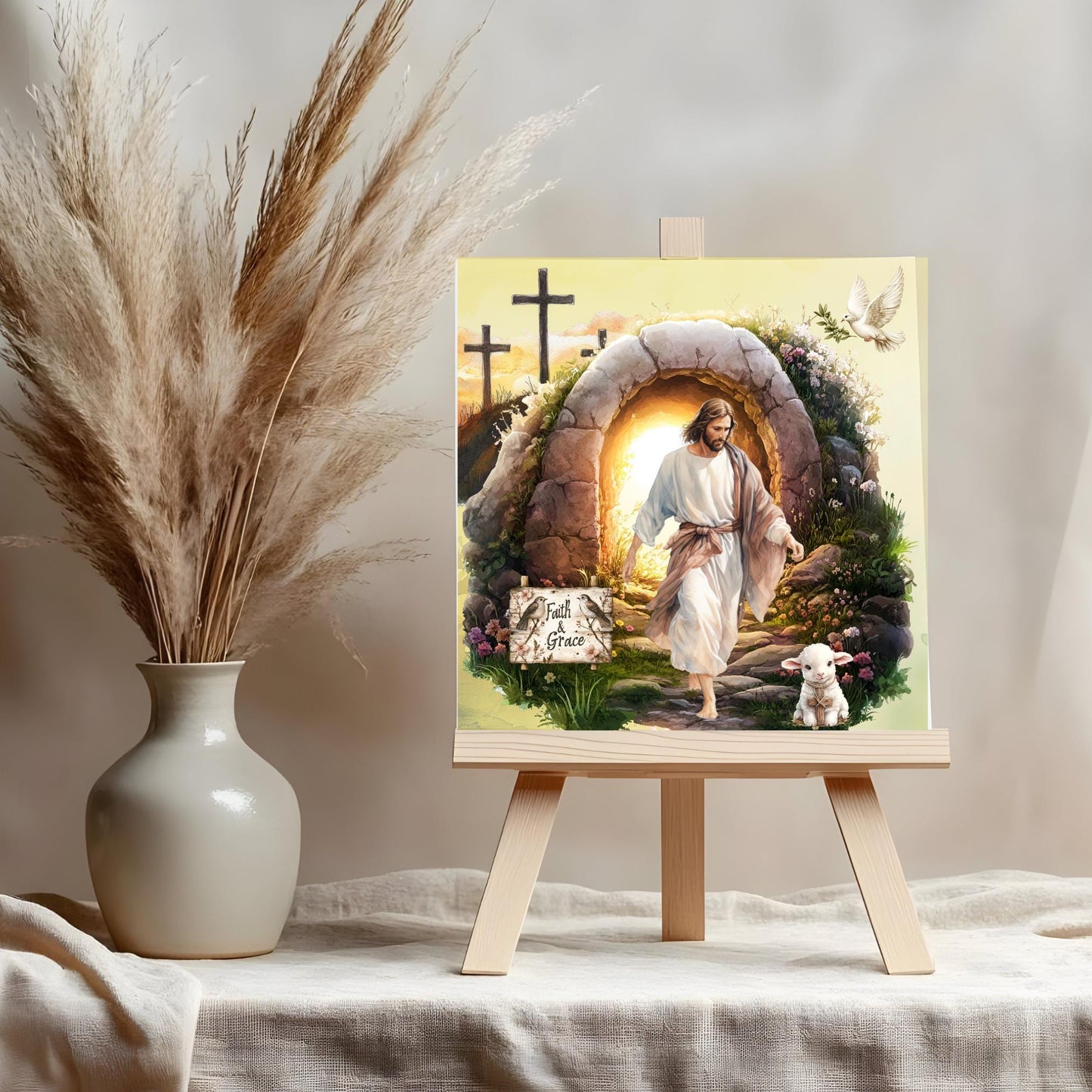 He Is Risen Ceramic Tile, Catholic Art, Resurrection Artwork, Jesus Christ Religious Art, Christian Wall Art