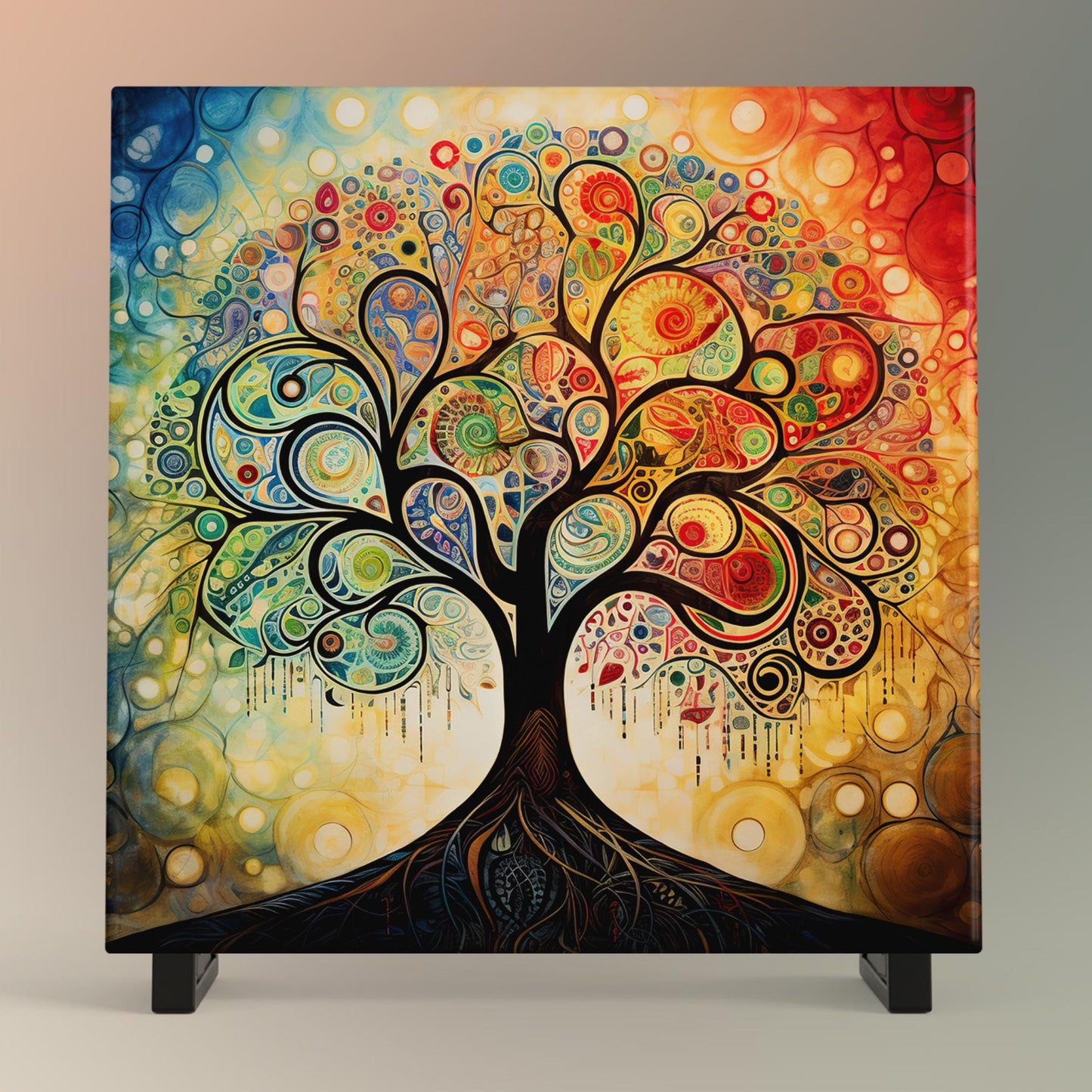 Tree of Life Ceramic Tile, Art Deco Home Decor, Stunning Wall Accent for Nature Lovers, Unique Gift for Housewarming