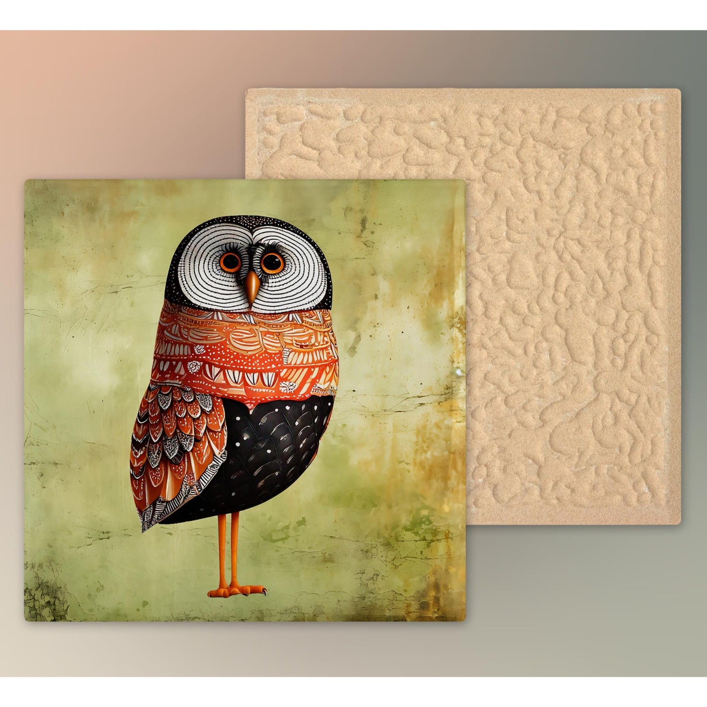 Owl Art Ceramic Tile | Bird Art | Boho Artwork | Nature Inspired Wall Hanging | Whimsical Home Decor | Gift For Her | Forest Animals Gift