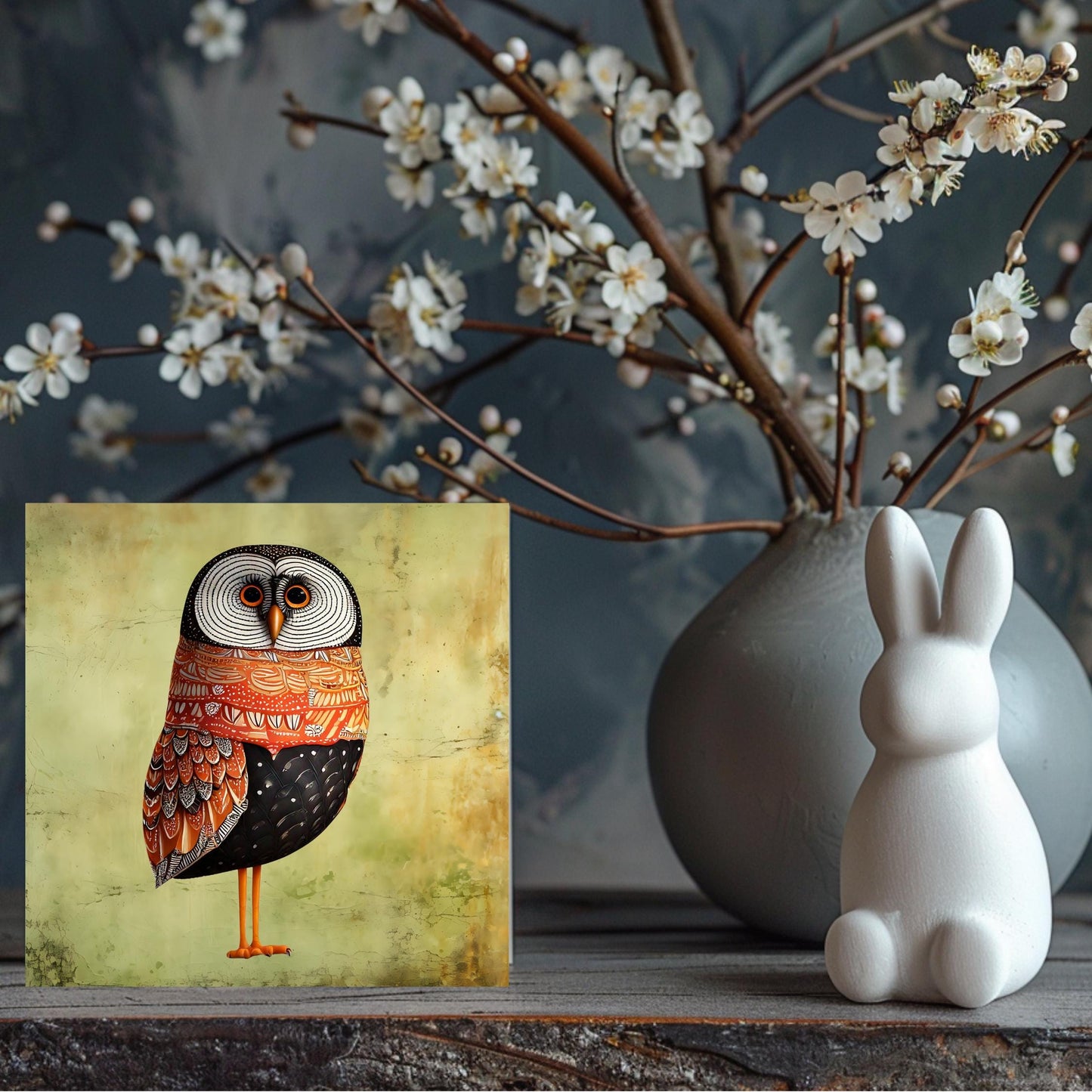 Owl Art Ceramic Tile | Bird Art | Boho Artwork | Nature Inspired Wall Hanging | Whimsical Home Decor | Gift For Her | Forest Animals Gift