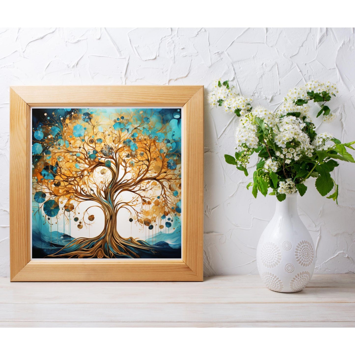 Abstract Tree of Life Ceramic Art Tile, Spring Home Decor, Stunning Wall Accent for Nature Lovers, Unique Gift for Housewarming