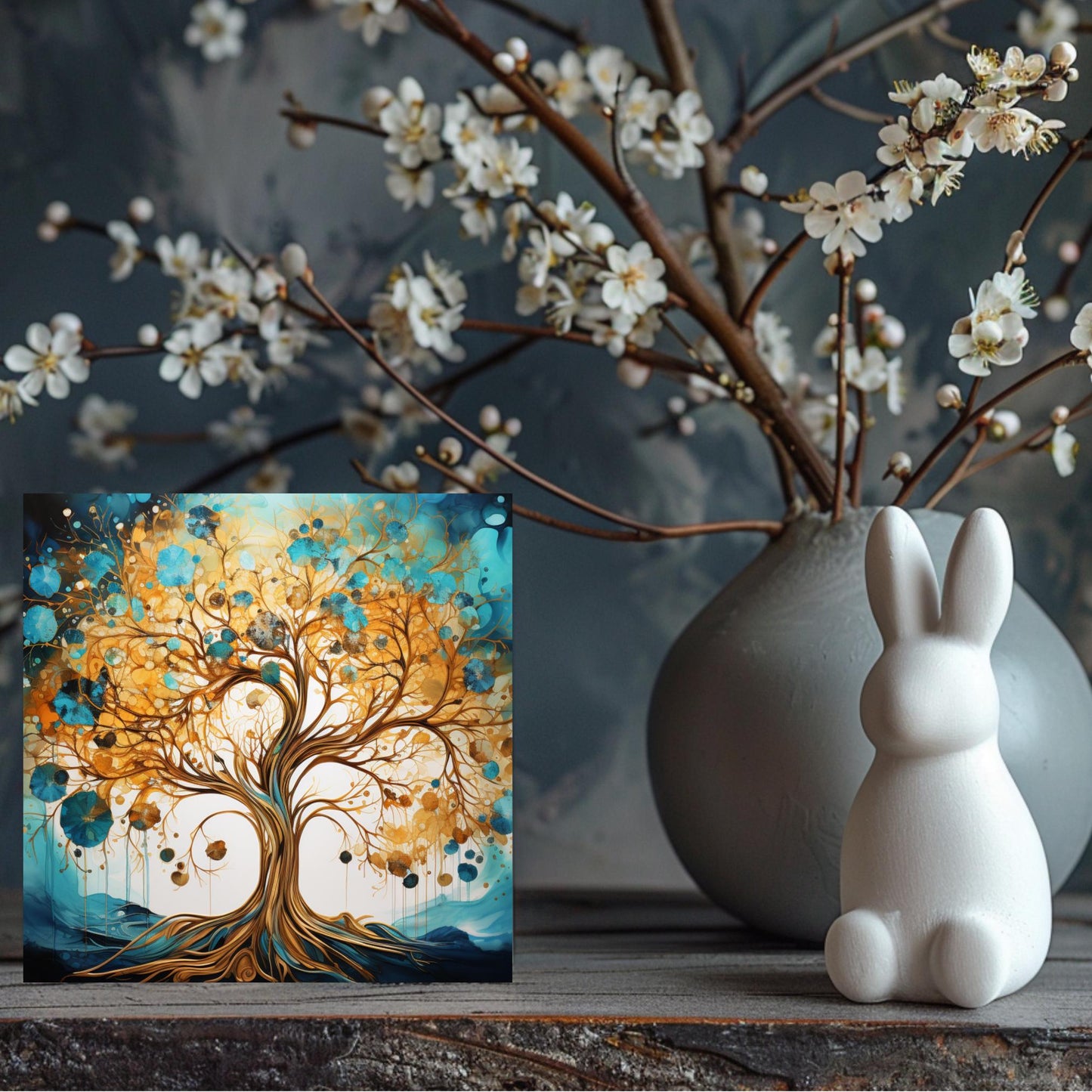 Abstract Tree of Life Ceramic Art Tile, Spring Home Decor, Stunning Wall Accent for Nature Lovers, Unique Gift for Housewarming