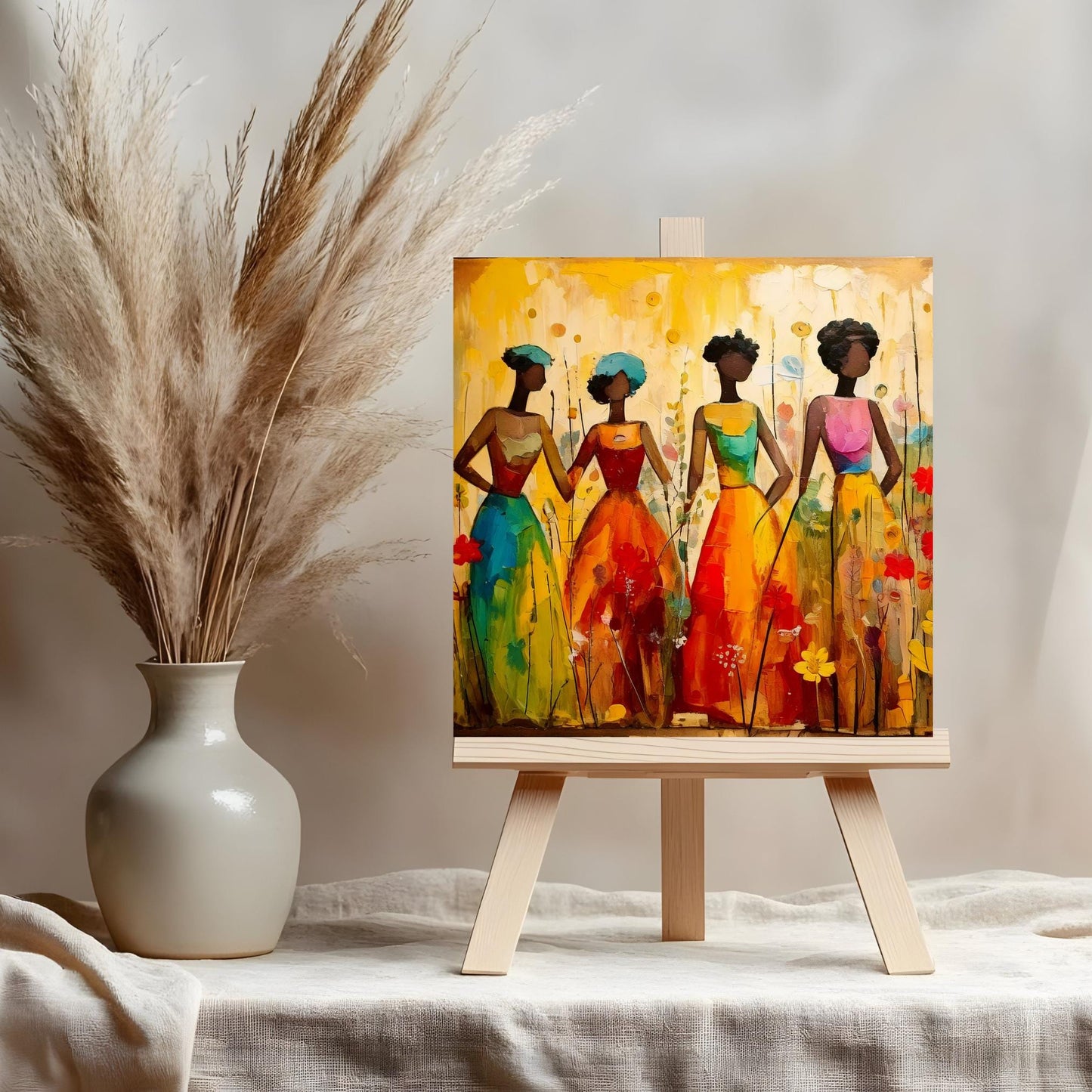 Black Woman with Flowers Ceramic Tile,  Trendy Wall Art Black Girl Art, Black Woman Wall Art, Black Girl Poster Art, African American Art