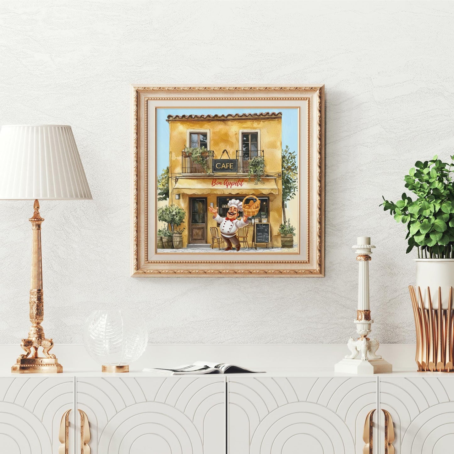 Bon Appetite Cafe Art Tile, Stylish Outdoor Cafe Decor, Unique Kitchen Gift for Food Lovers and Chefs