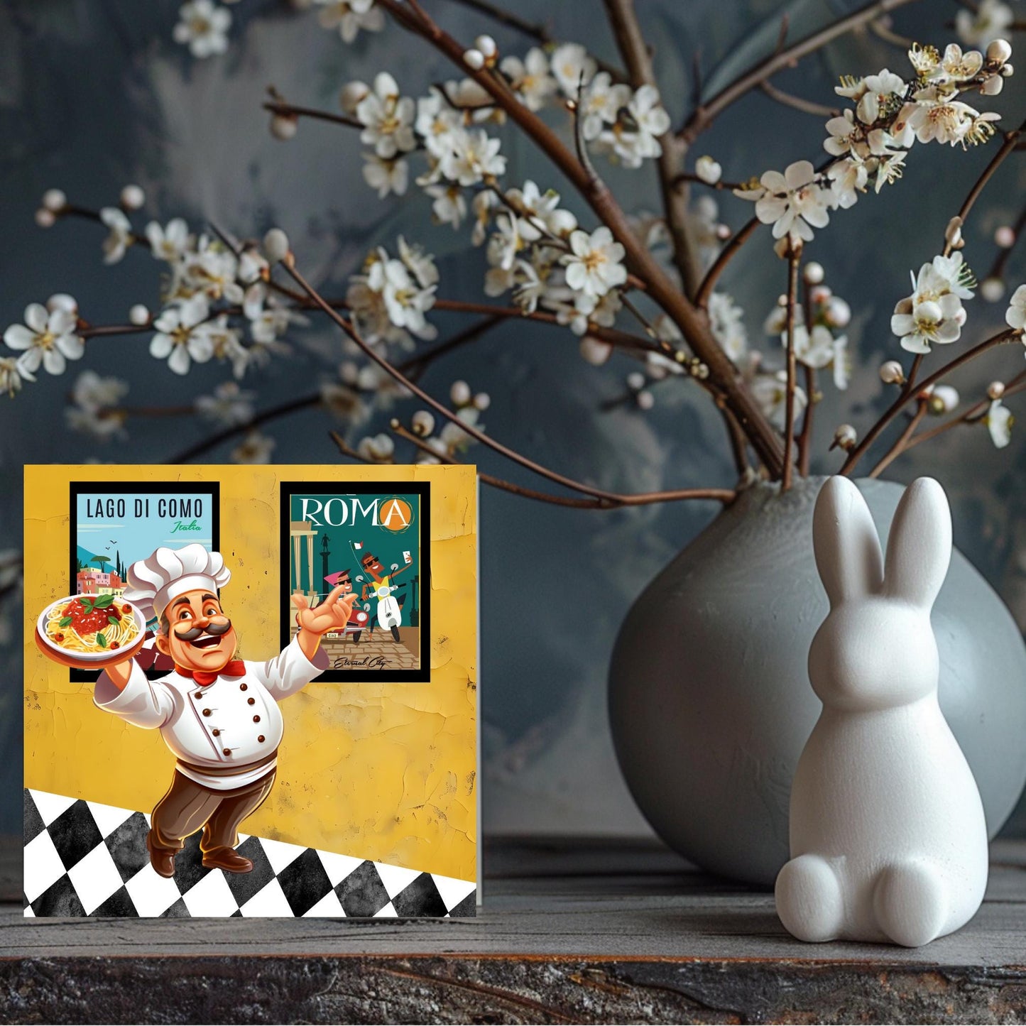 Italian Food Art Ceramic Tile, Pasta Print Wall Decor for Chefs, Unique Kitchen Gift for Food Lovers