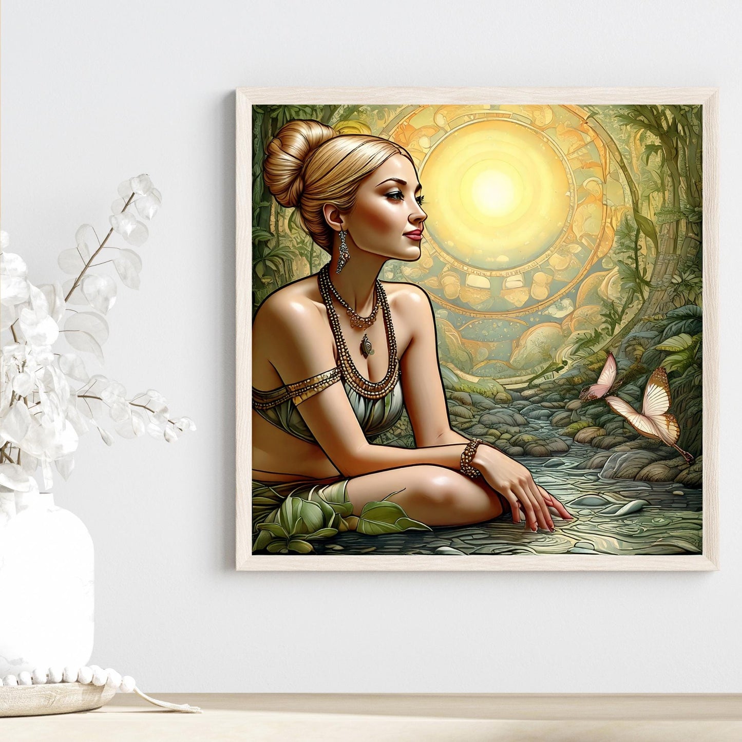 Woman Meditation Ceramic Tile | Elegant Mindfulness & Yoga Wall Decor | Spiritual Ceramic Art Tile | Zen | Namaste | Self Care Art