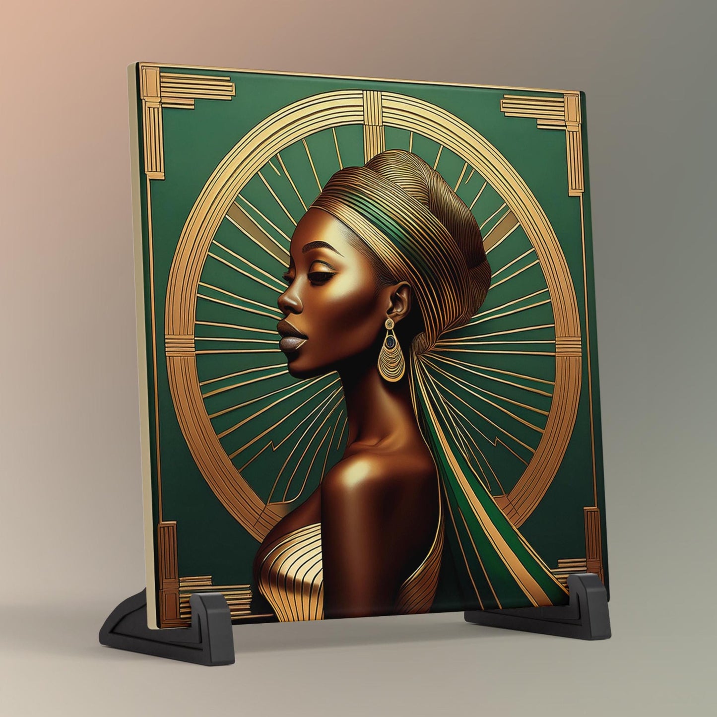 Art Nouveau Black Woman Art, Ceramic Tile, African Queen, African American Woman, Black Wall Art, Beautiful Home Decor - Unique Gift for Her