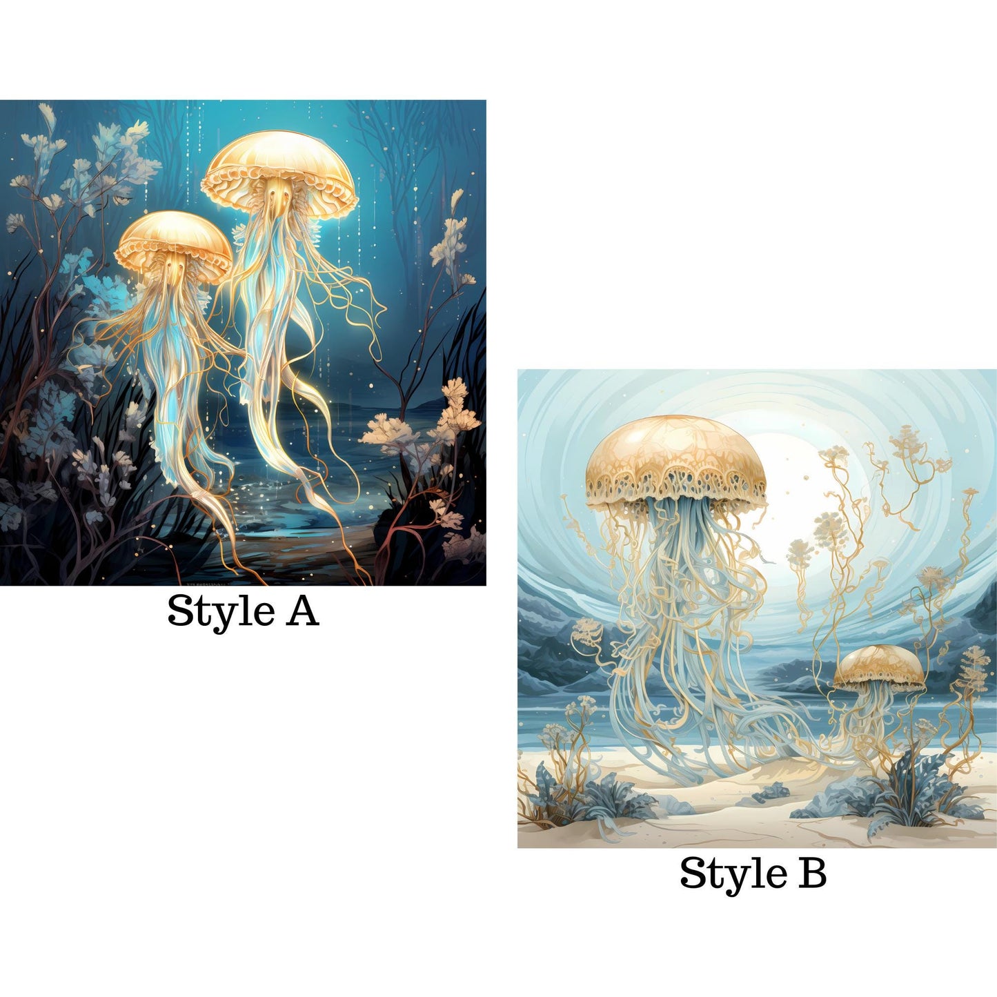 Beautiful Jellyfish Art Tile - Whimsical Sea Life Wall Decor for Any Room - Great Gift for Nature Lovers - 2 Styles