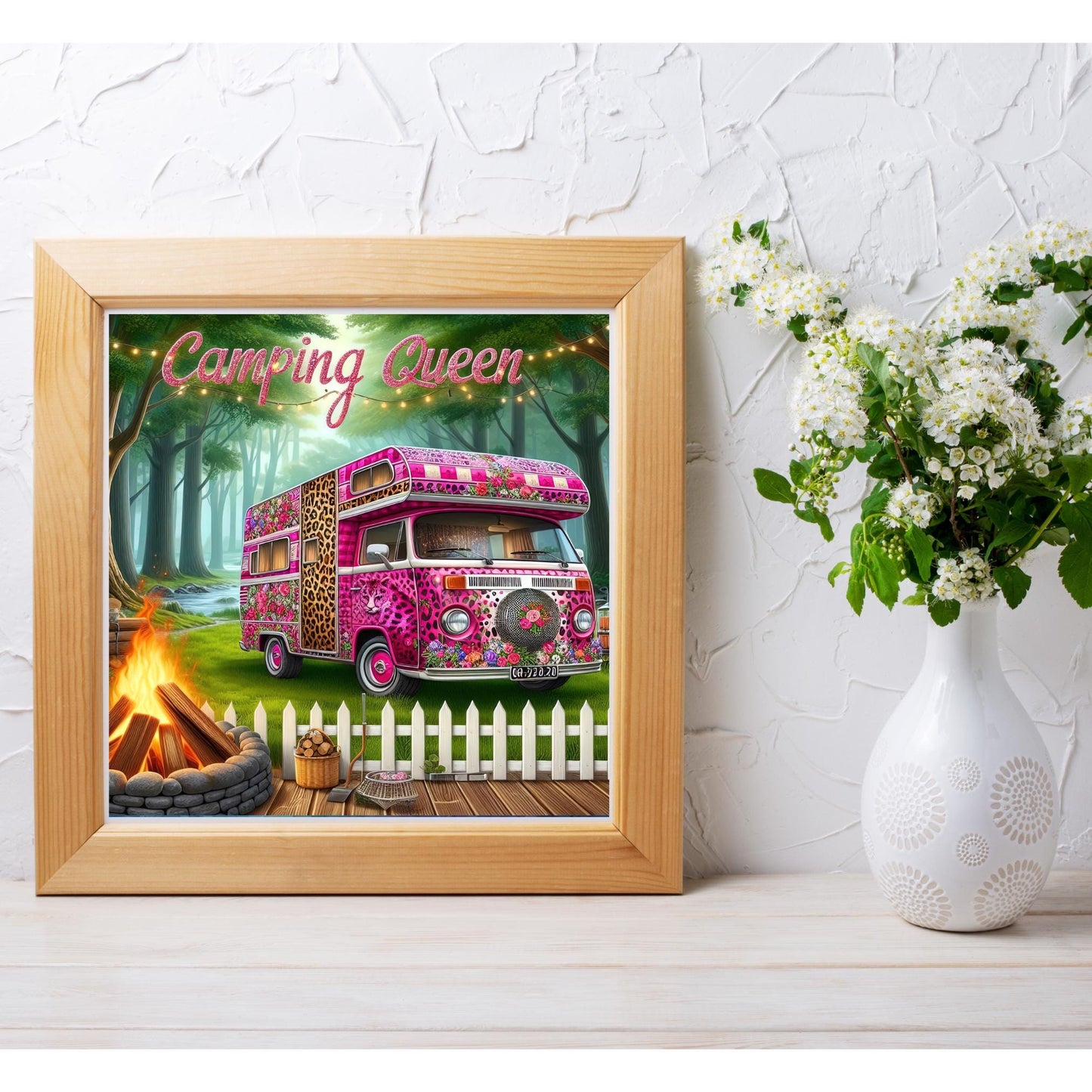 Camping Queen Art Tile, Scenic Adventure Decor for RV Life, Thoughtful Gift for Nature Lovers and Outdoor Explorers